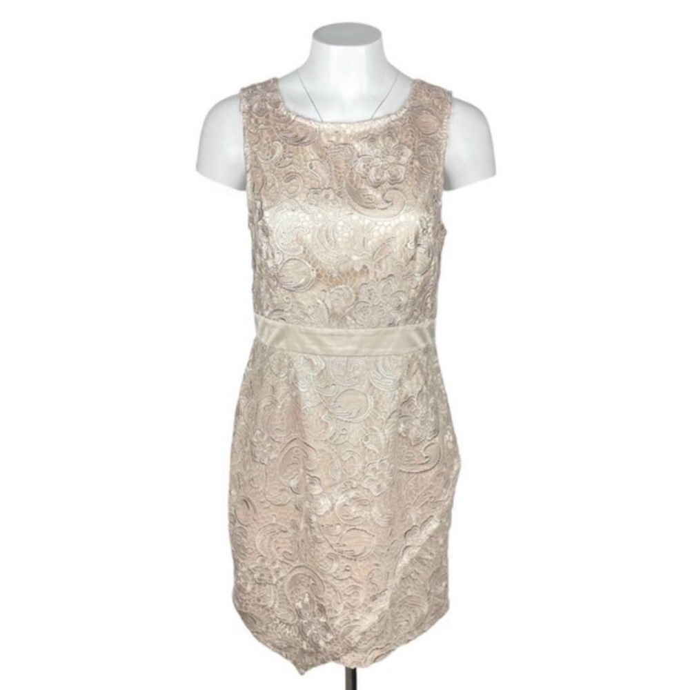 NWT LIPSY London Floral Lace Sheath Dress Sz 10 Neutral
